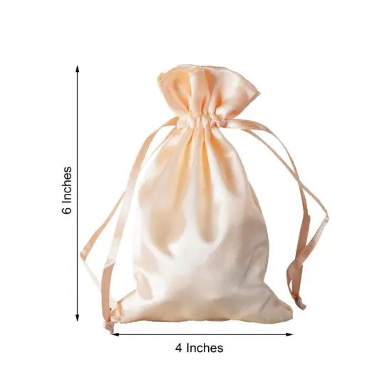 60 pcs 4x6 Satin Favor Drawstring Bags Peach {2}