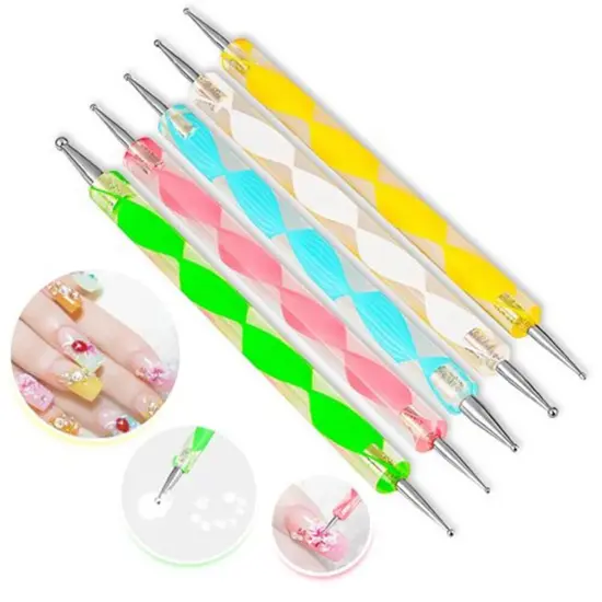 Kitcheniva 5 Pcs Dotting Manicure Tools Marbleizing Painting Dot Pen Multicolor {1}