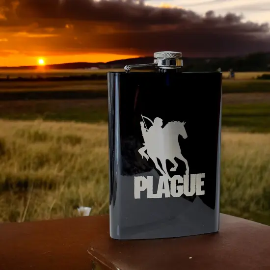 8oz BLACK Plague Four Horsemen of the Apocalypse Flask {3}