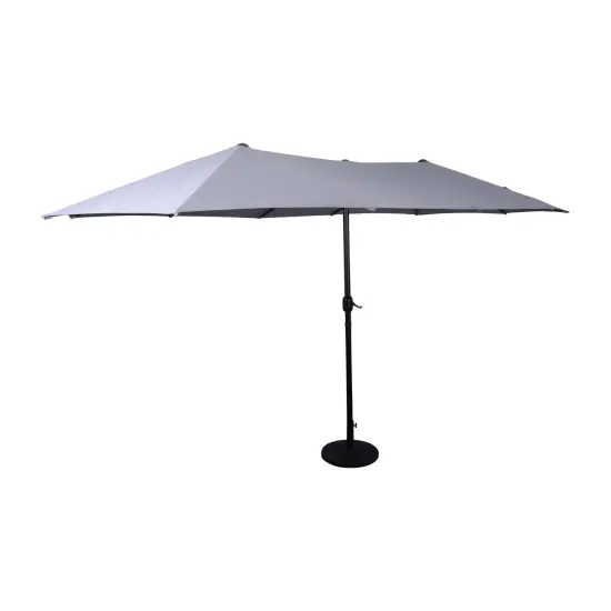 Merrick Lane Evanston 15 FT Triple Head Umbrella for Patio Use with Crank Handle, and Easy Lift Function Gray {2}