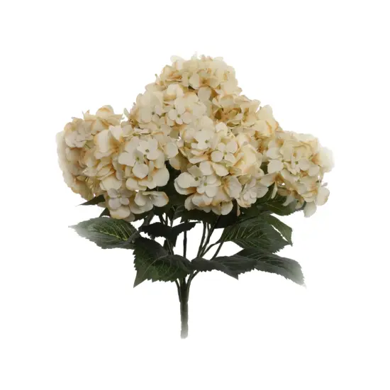 6-Pack: UV Resistant Beige Hydrangea Bush with 7 Lifelike Silk Flowers & Leaves - Perfect for Indoor & Outdoor Decor, Floral Arrangements & Home Accents - Floral Home by Artificial Flowers {1}