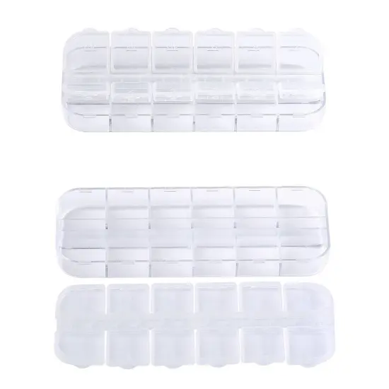 6 Pieces Nail Art Tool Jewelry Storage Box, 12 Compartments Plastic Rhinestone Organizer Container Case, Display Containers {5}