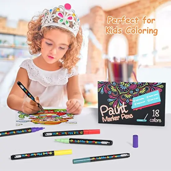 18 Colors Acrylic Paint Pens, Paint Markers for Rock Painting Wood Canvas Fabric Glass Ceramic Easter Eggs Pumpkin (0.7mm) {5}