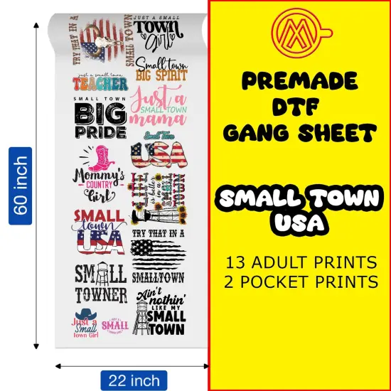 Small Town USA Direct-to-Film Transfer Gang Sheets - 22x60 {1}