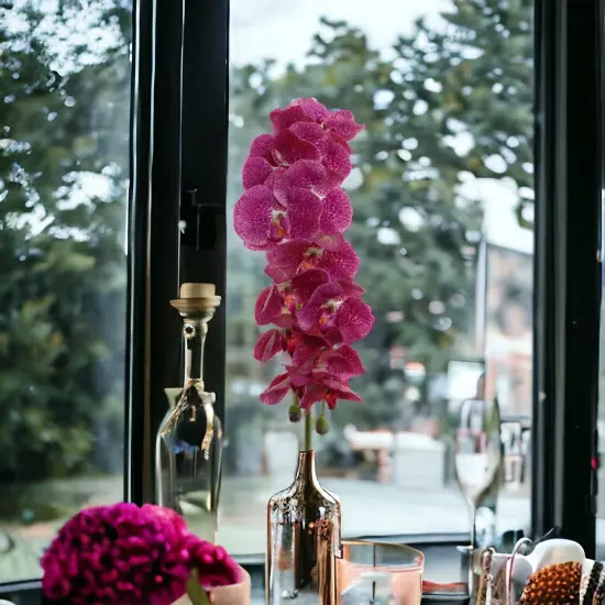 6-Pack: Purple & White Phalaenopsis Orchid Stem, Floral Home by Artificial Flowers {4}