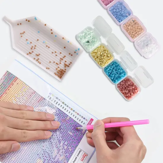 28 Girds 3 Pack Diamond Painting Storage Containers, Bead Storage Containers, Diamond Art Organizer Box, Diamond Painting Accessories, Embroidery Storage with Label Stickers {5}