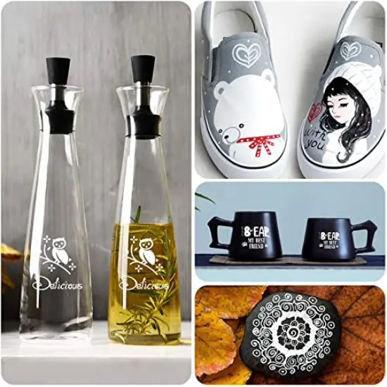 8 Pieces 0.7mm Acrylic Paint Pens Black & White & Gold & Silver, Paint Marker Extra Fine for Rock Painting, Stone, Ceramic, Glass, Wood, Blackboard, Fabric, Metal, Paper, Drawing, DIY Art {2}