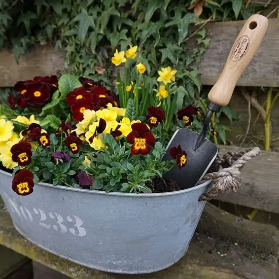 DeWit Forged Small Trowel, Boron Steel and Ash Wood Handle, 11.8 inches long {3}