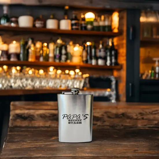 8oz Papa's Secret Stash Stainless Steel Flask {6}