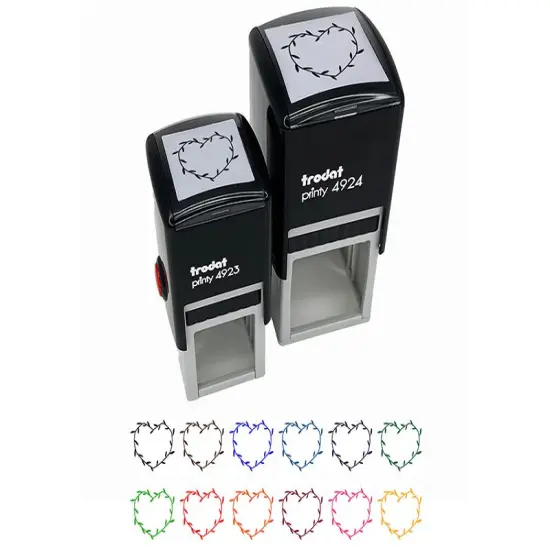 Heart Shaped Rustic Wreath Wedding Decor Self-Inking Rubber Stamp Ink Stamper Black {7}