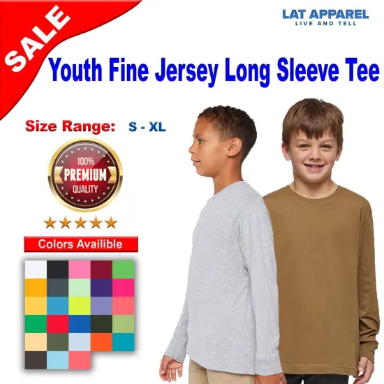 LAT&reg; Youth Fine Jersey Long Sleeve Crewneck Tee Heather {2}
