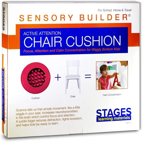 Sensory Builder Active Attention Chair Cushion for Wiggly Bottom Kids Seat, Red, 13" X 2.5 {2}