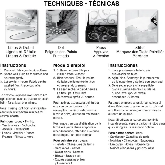 17581 Dimensional Metallic Fabric Paint, 6-Pack (Glow) {3}