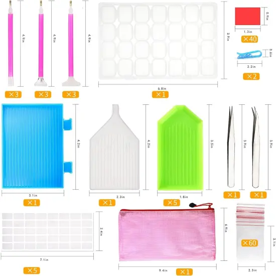 117Pcs 5D DIY Diamond Painting Tools and Accessories Kits with Diamond Embroidery Box and Multiple Sizes Painting Pens for Adults to Make Art Craft {2}