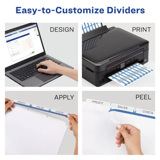 Avery 3-Tab Dividers for 3 Ring Binder, Easy Print & Apply Clear Label Strip, Index Maker Customizable White Tabs, 5 Sets (11435) {3}
