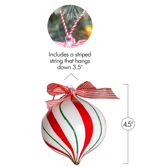 Ornativity Peppermint Candy Ornament Set &ndash; Christmas Candy Cane Shatterproof Candy Balls Hanging Ornaments for Indoor or Outdoor Christmas Tree &ndash; 1 Dozen {6}