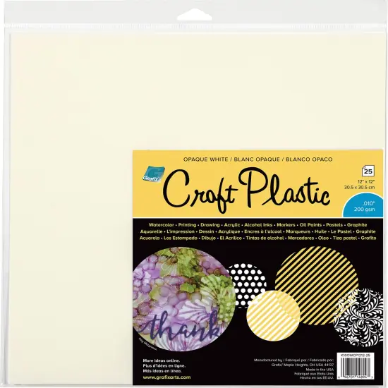 Grafix Craft Plastic Sheets 12"X12" 25/Pkg-Opaque White .010 {1}