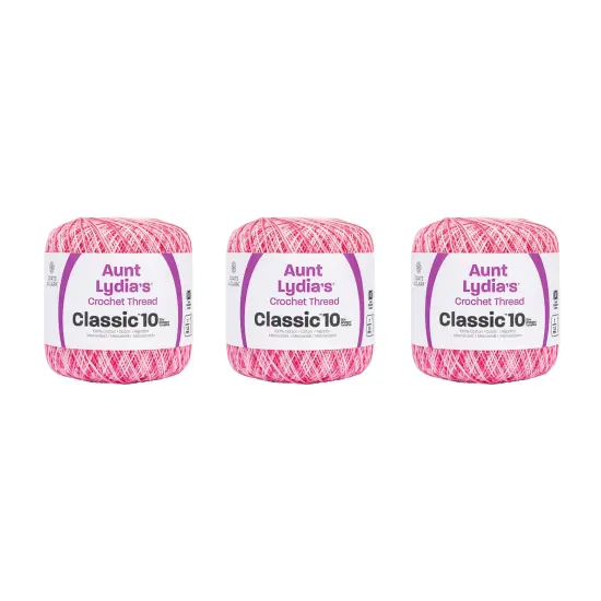 Aunt Lydia Classic Shaded Pinks Crochet - 3 Pack of 300y/274m - Cotton - Gauge 10 - Crochet {1}