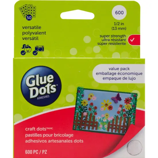 Glue Dots .5" Craft Dot Sheets Value Pack-600 Clear Dots {1}