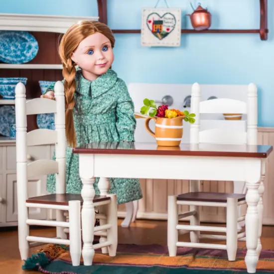 The Queen's Treasures 18 In Doll Fully Wooden Kitchen Table And Two Chairs {1}