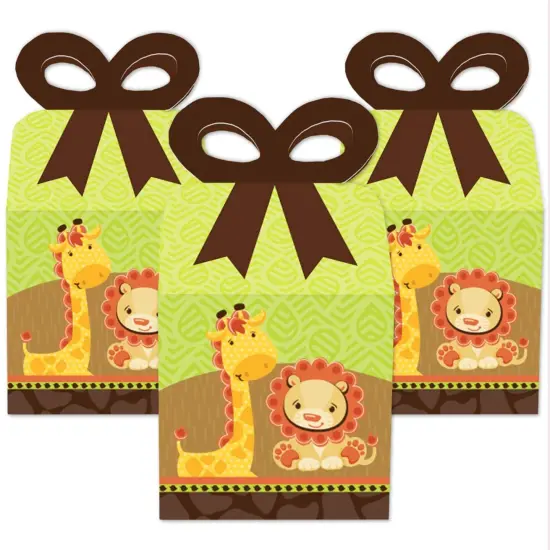 Big Dot of Happiness Funfari - Fun Safari Jungle - Square Favor Gift Boxes - Baby Shower or Birthday Party Bow Boxes - Set of 12 {3}