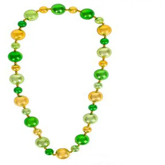 46" Jumbo St Patricks Day Green and Gold Beads Necklace Costume Accessory {1}