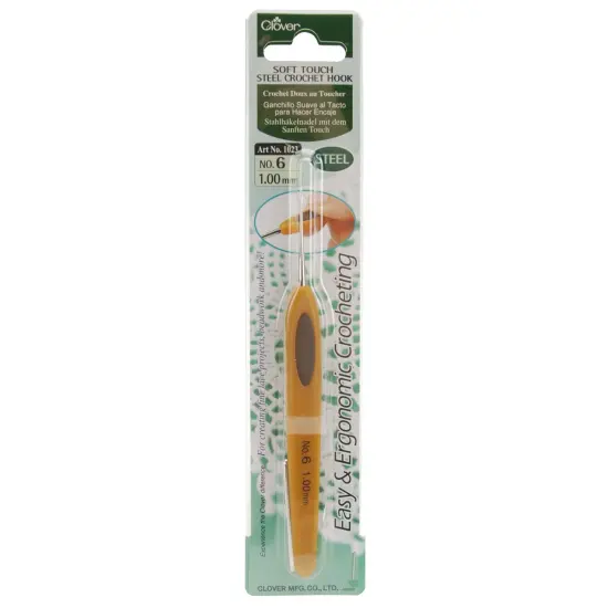 Clover Soft Touch Steel Crochet Hook-Size 6/1mm {1}