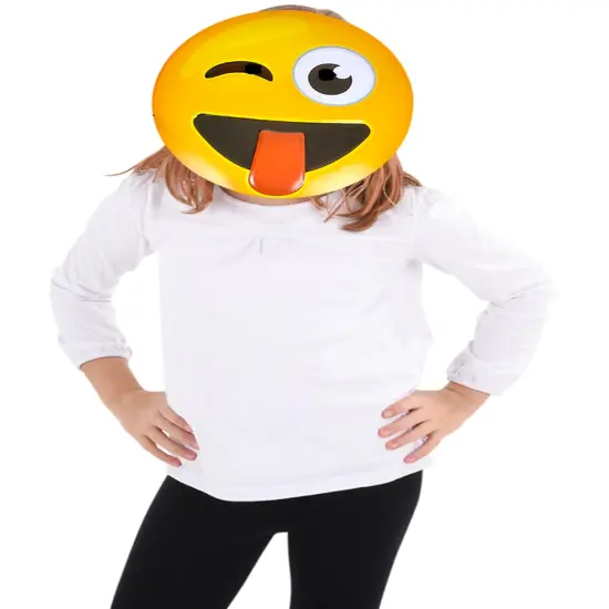 Texting Emoticon Emoji Tongue Stuck Out Face Mask Costume Accessory {1}