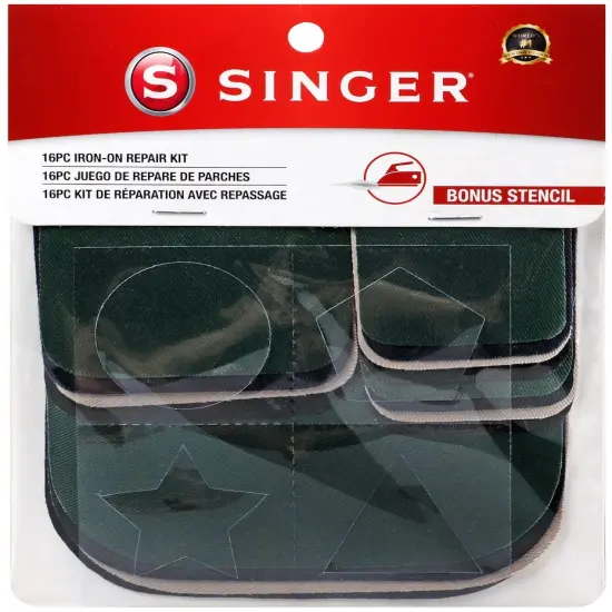 SINGER Iron-On Patches Repair Kit 16/Pkg-Assorted Colors {1}
