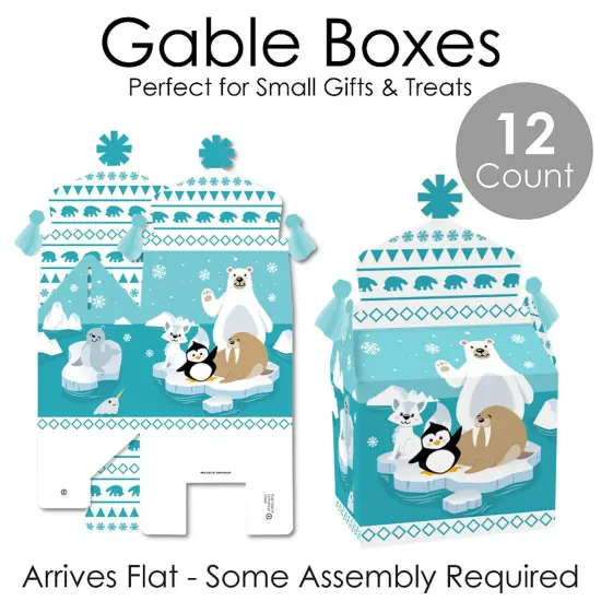 Big Dot of Happiness Arctic Polar Animals - Treat Box Party Favors - Winter Baby Shower or Birthday Party Goodie Gable Boxes - Set of 12 {7}