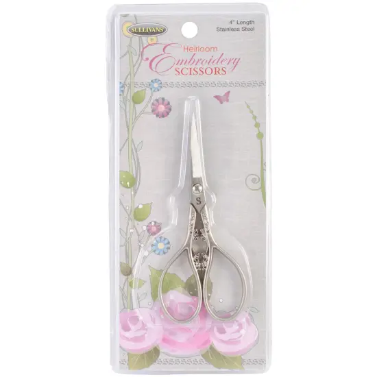 Sullivans Heirloom Embroidery Scissors 4"-Pewter Teardrop Handle {1}