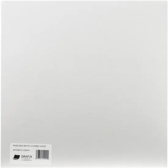 Grafix Medium Weight Chipboard Sheets 12"X12" 25/Pkg-White {1}