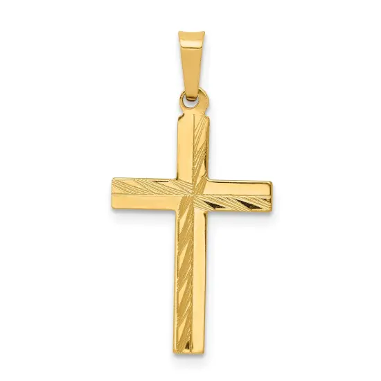 14K Yellow Gold Hollow Cross Pendant FindingKing {1}