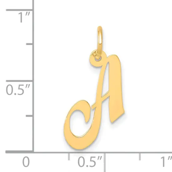 14K Yellow Gold Small Fancy Script Initial A Charm Jewerly 16mm x 17mm {5}