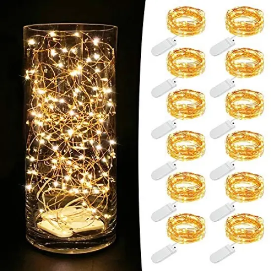LED Fairy Lights Battery Operated String Lights - 12 Pack, 7.2ft with 20 LED Lights Each, Warm White Mini Lights for Centerpieces, Table Decorations, Weddings, Parties, Bedrooms, and Mason Jars {1}