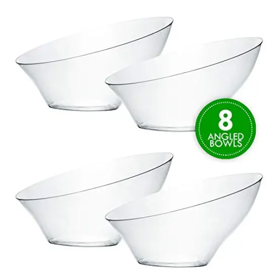 8 Pck Disposable Angled Plastic Bowls Round Small Serving Bowl, Elegant for Party's, Snack, or Salad Bowl, Clear Pack of 8 {1}