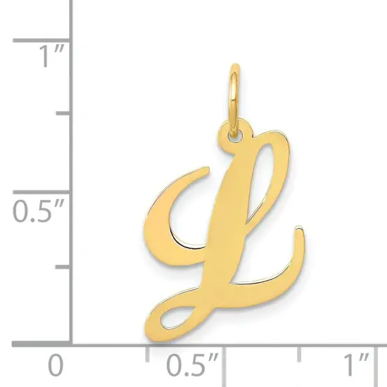 14K Yellow Gold Medium Fancy Script Initial L Charm Jewerly {5}