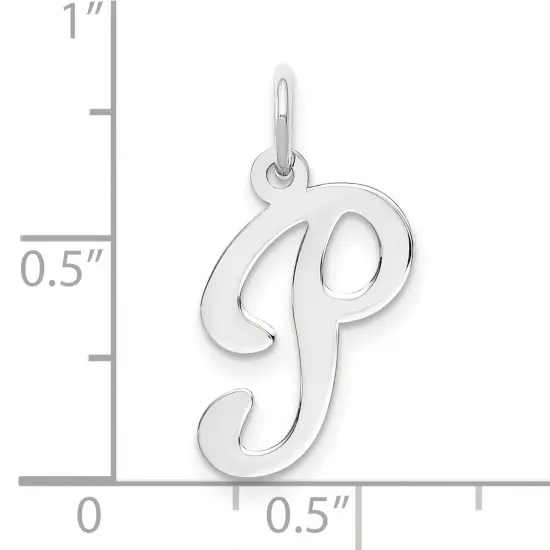 14K White Gold Polished Fancy Initial Letter P Charm Jewerly 20mm x 11mm {4}