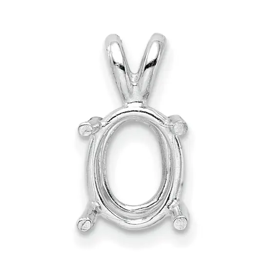 14K White Gold 4 Prong Oval Pendant Setting 8.5mm {2}