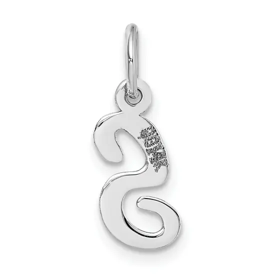 14K White Gold Small Script Initial Letter S Charm Jewerly 17mm x 8mm {3}