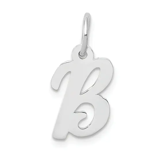 14K White Gold Small Script Initial Letter B Charm Jewerly 17mm x 10mm {1}