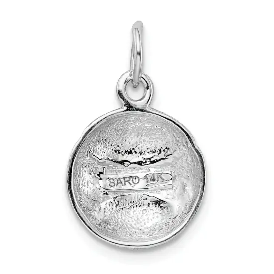 14K White Gold Baseball Charm Sports Pendant Jewelry 20mm x 11mm {4}
