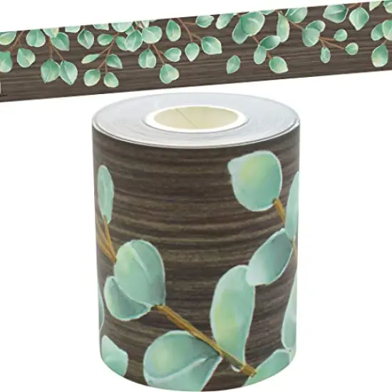 Eucalyptus Straight Rolled Border Trim - 50ft - Decorate Bulletin Boards, Walls, Desks, Windows, Doors, Lockers, Schools, Classrooms, Homeschool & Offices {1}