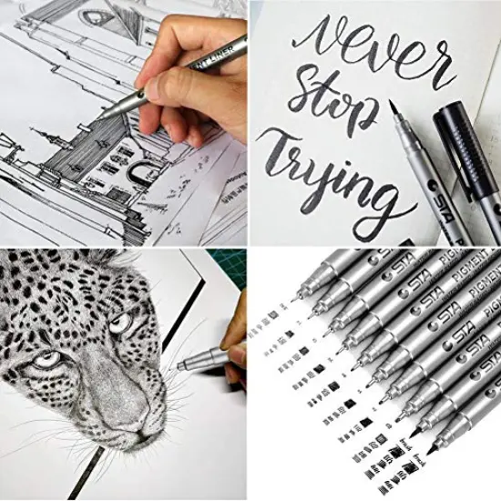 10 Black Micro-Pen Fineliner Ink Pens - Precision Multiliner Pens Micro Fine Point Drawing Pens for Sketching, Anime, Manga, Artist Illustration, Bullet Journaling, Scrapbooking {5}