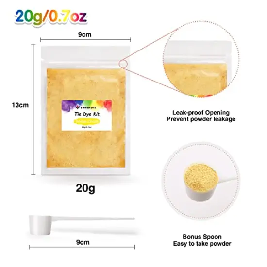 Tie Dye Powder Refills 400g - 20 Vibrant Colors Permanent Tie Dye Powder for Tie Dyeing, Easy to Use & Non-Toxic Tie Dye Powder Bulk for Kids Adults {6}
