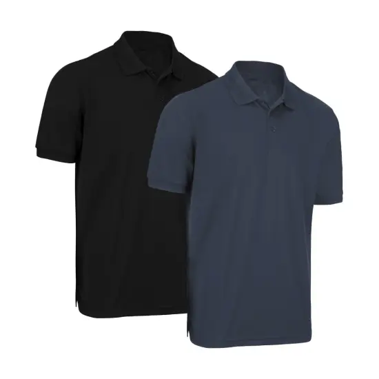 Radyan&reg; Best Polo Performance Ultra Soft Plain Short Sleeve T-Shirts Black & white {2}