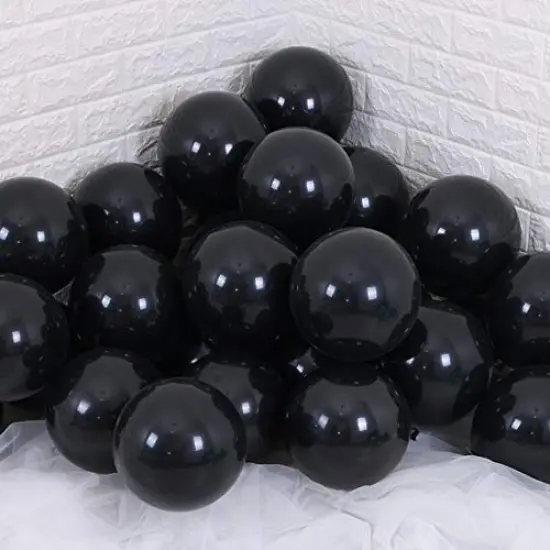 100 Pack 12 Inch Black Latex Balloons - Round Helium Balloons for Black Themed Wedding, Graduation, Anniversary, and Birthday Party Backdrop Decorations {3}