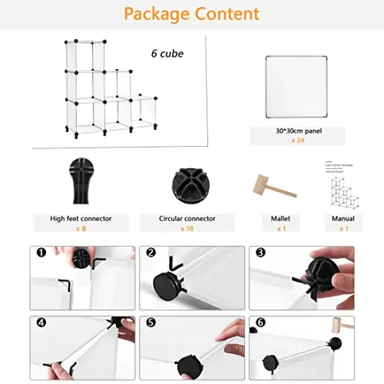 AWTATOS Cube Storage Organizer, Storage Cubes Shelves Bookshelf, 6 Cube Closet Organizers and Storage, DIY Stackable Plastic Clothes Organizer Shelving for Bedroom, Home Office, Translucent {2}