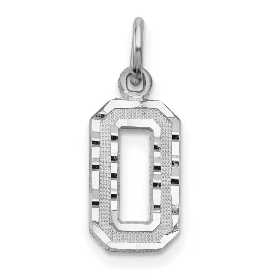 14K White Gold Small Number 0 Charm Pendant FindingKing Jewerly 19mm x 7mm {1}