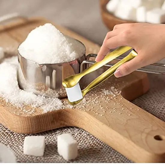 12 Pcs Serving Tongs, Small Serving Utensils for Parties Catering Gold Tongs, Food-Grade 304 Stainless Steel Mini Serving Tongs Appetizer Tongs for Tea Party Coffee Bar, 4" Sugar Tongs - Gold {5}